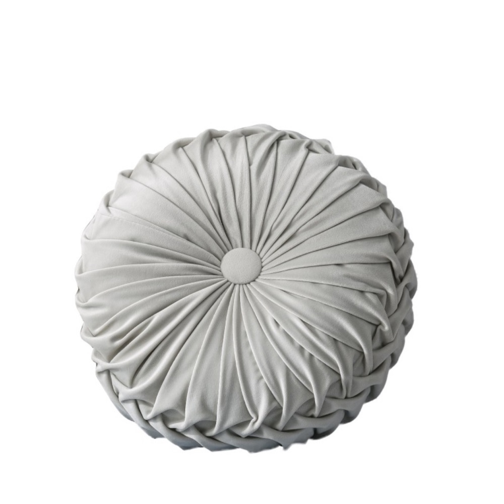 NWT Pleated Velvet Round Throw Pillow Room Couch Decor Solid Cushion Pillow 14” - Picture 7 of 7